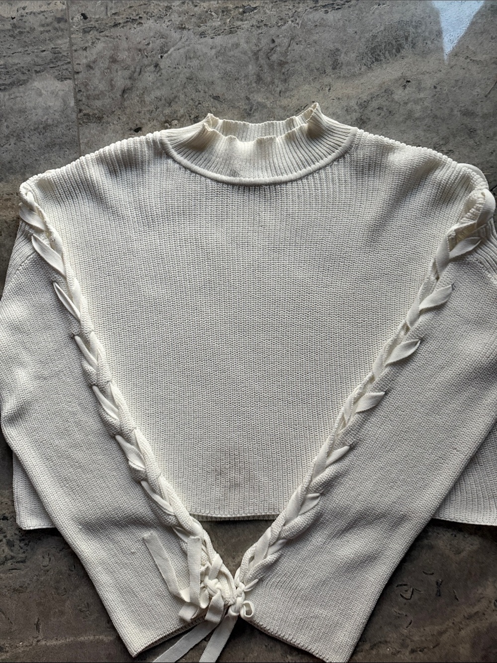Wilfred Off-White Crewneck Sweater with Shoulder Cable Detail